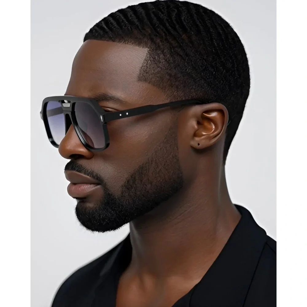 Mens Oversized Square Hip Hop Sunglasses Black Frame Gradient Lens‎ Lentes Gafas